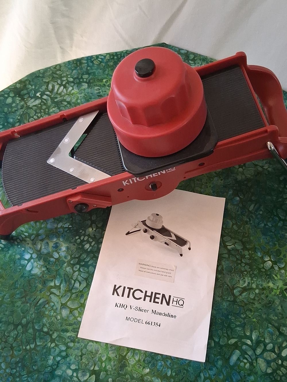 Red V-Slicer Mandoline with Safety Hand Holder